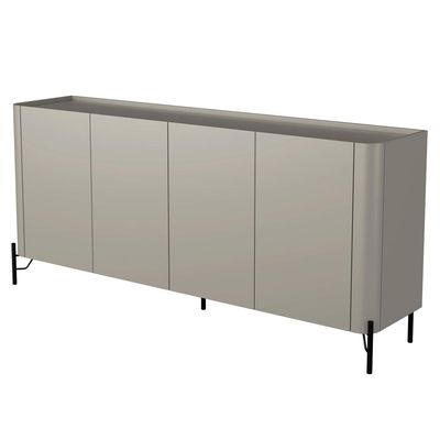 Buffet Para Sala de Jantar 4 Portas 1 Gaveta Pés Industrial Preto Naim I03 Grigio - Lyam