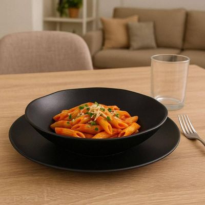 Jogo 6 Pratos Fundos Orgânicos Preto Matte 600ml Porto Brasil Caldos Sopas