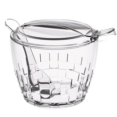 Kit Chaleira Preta de Inox com Apito e Açucareiro de Mesa com Colher Transparente Chá Café
