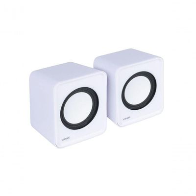 Caixa De Som 2.0 Usb 5v 2x 1w Com Controlador De Volume Branca - Vs-01b