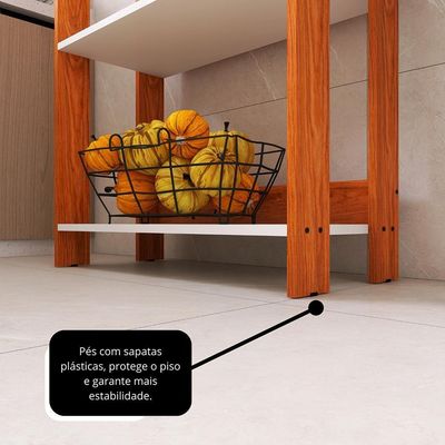Armario Multiuso Organizador Para Cozinha Com Prateleiras Nature-branco Nature-branco