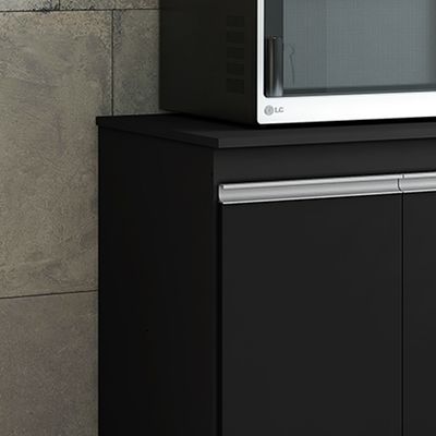 Balcão Cozinha com Tampo 120cm 3 Gavetas Leticia Preto A01 - D'Rossi