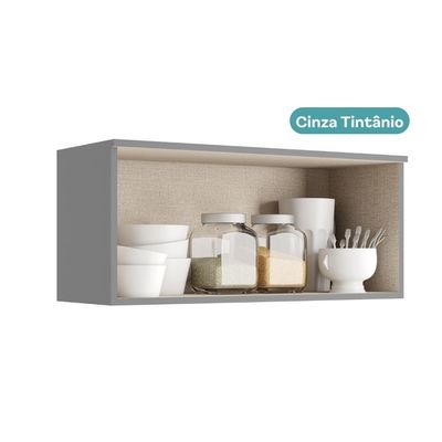 Armário Aéreo De Cozinha Miami 800mm 1 Porta Carraro Cinza Titânio