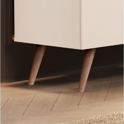 Aparador Buffet 4 Portas Retrô Com Pés De Madeira Off White - Nature Off White - Nature