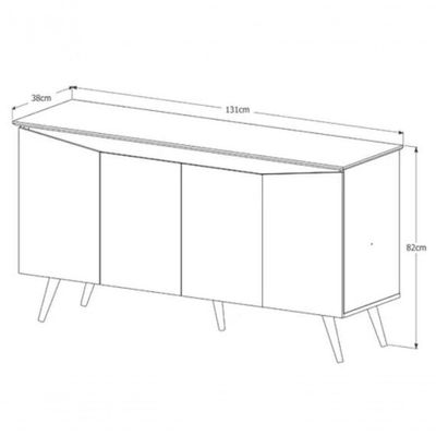 Aparador Buffet 4 Portas Retrô Com Pés De Madeira Off White - Nature Off White - Nature