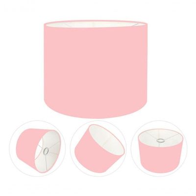 Cúpula Abajur E Luminária Cilíndrica Vivare Cp-7016 ø35x30cm - Bocal Nacional Rosa-bebê