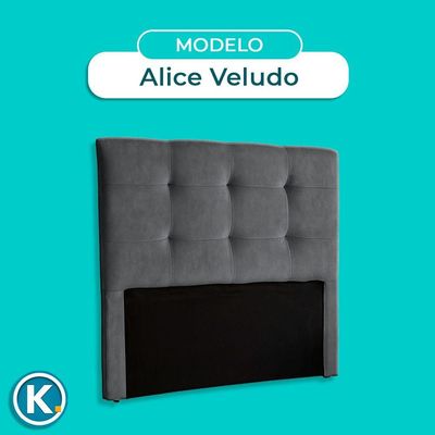 Cabeceira Estofada Queen Alice Nature Veludo Grafite 158x136