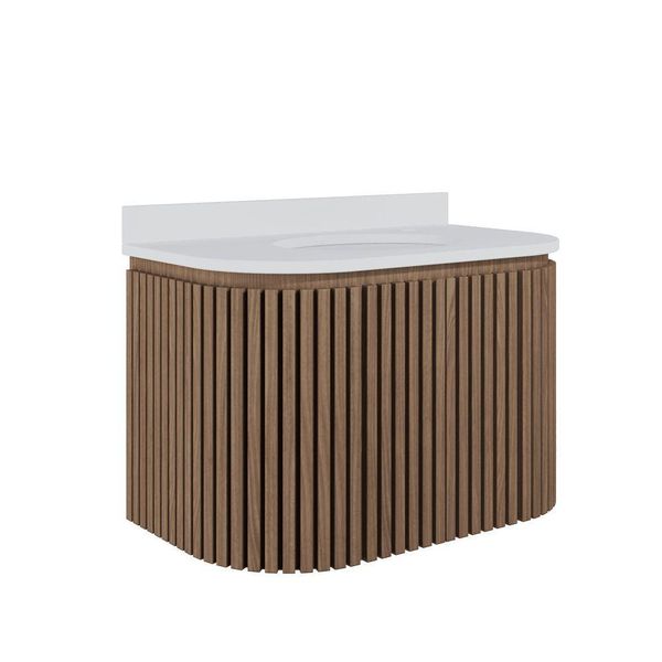Gabinete Para Banheiro Suspenso Emma 80cm Branco/jequitibá