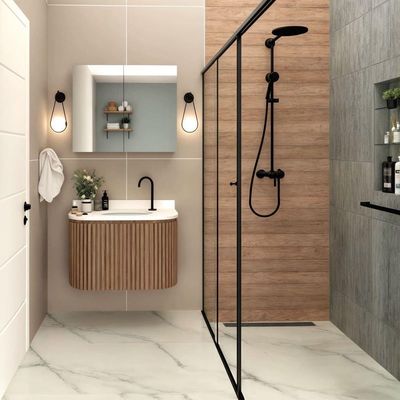 Gabinete Para Banheiro Suspenso Emma 80cm Branco/jequitibá