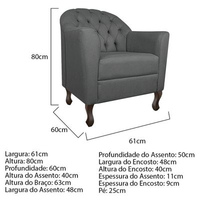 Kit Diva Recamier Diana 185Cm Lado Esquerdo E 02 Poltronas Julia Corano - Doce Sonho Móveis Cinza