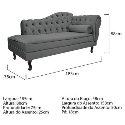 Kit Diva Recamier Diana 185Cm Lado Esquerdo E 02 Poltronas Julia Corano - Doce Sonho Móveis Cinza