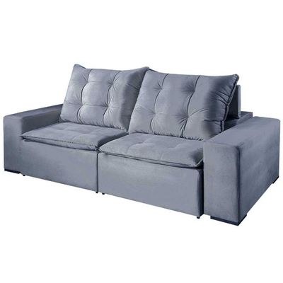 Sofá Larissa 3 Lugares Retrátil Reclinável Suede Cinza