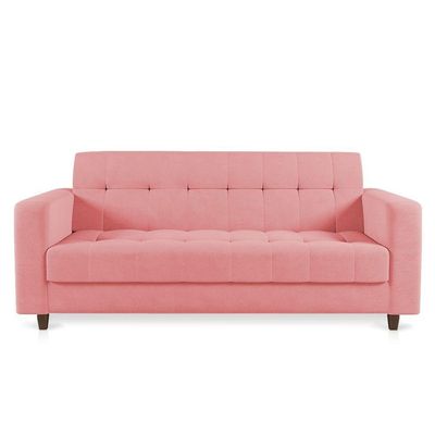 Sofá 03 Lugares Arezzo Suede Rosê Pés Chanfrado Tabaco - D'rossi