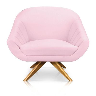 Kit 01 Namoradeira 02 Lugares E 02 Poltronas Giovana Suede Rosa Bebê