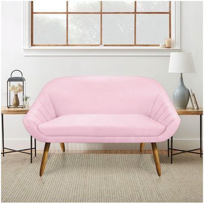 Kit 01 Namoradeira 02 Lugares E 02 Poltronas Giovana Suede Rosa Bebê