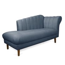 Divã Recife Suede Azul Marinho 165 Cm Pés Chanfrado Castanho - D'rossi