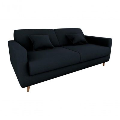 Sofá Cama Emília 2 Lugares 190cm Veludo Preto Matrix