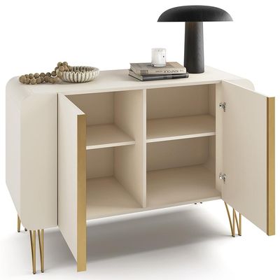 Aparador Buffet Para Sala de Jantar 2 Portas Orgânico Pozzi B01 Off White - Lyam Decor