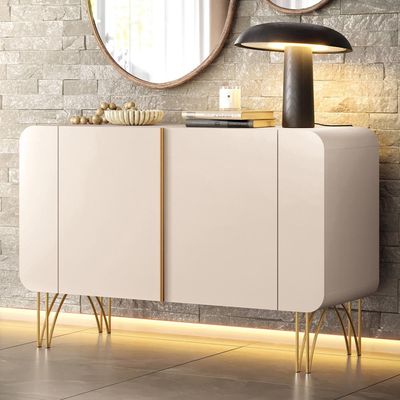 Aparador Buffet Para Sala de Jantar 2 Portas Orgânico Pozzi B01 Off White - Lyam Decor