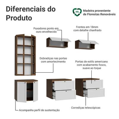 Estante Sala De Estar Com Rack + Cristaleira 230cm Vik Madesa 02 Rustic-branco