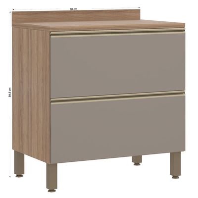 Balcão 80 cm Luciane Yara 2 Gavetas 1303 Vanilla/Graff