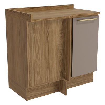 Balcão de Canto Reto com Tampo Botanic 1 Porta Kappesberg Nogueira/Fendi