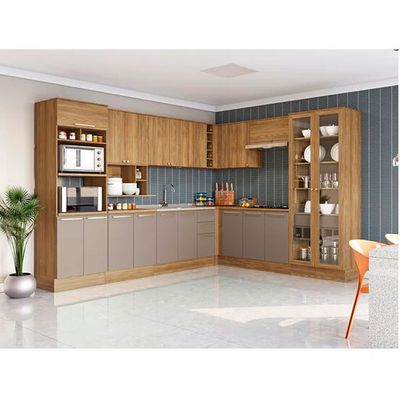 Balcão de Canto Reto com Tampo Botanic 1 Porta Kappesberg Nogueira/Fendi