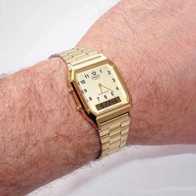 Relógio Casio Masculino Ref:Aq-230ga-9bmq Anadigi Dourado