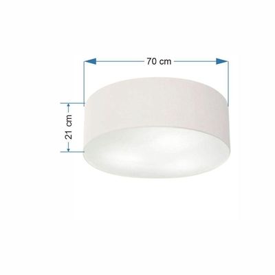 Plafon Cilíndrico Md-3019 Cúpula Em Tecido 80x15cm Branco - Bivolt