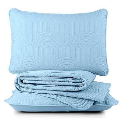 Cobre Leito Colcha King Ternura 3 Peças Azul - 100% Poliéster