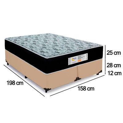 Cama Box Queen Bipartido Sintético + Colchão Molas Ensacadas Sereneprime Sonnolux 158x198x65 Bege