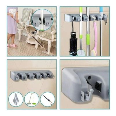 Suporte Multi 6 Posições Porta Vassoura Rodo Chave