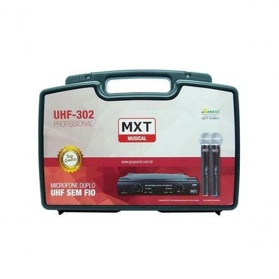Microfone Mxt Sem Fio Duplo Uhf302 Maleta Freq...