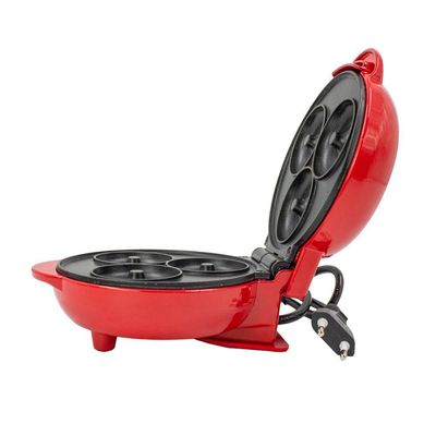 Mini Maquina Forma Elétrica Retro De Fazer Waffles Donuts Rosquinhas Vermelho