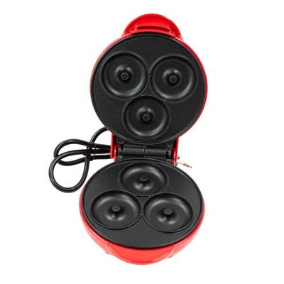 Mini Maquina Forma Elétrica Retro De Fazer Waffles Donuts Rosquinhas Vermelho
