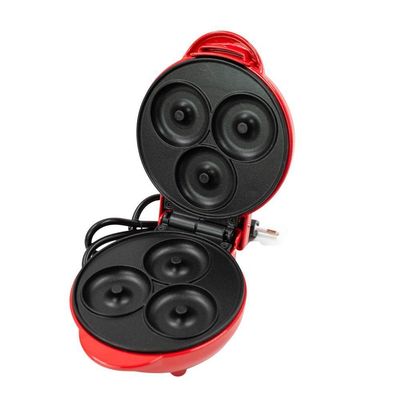 Mini Maquina Forma Elétrica Retro De Fazer Waffles Donuts Rosquinhas Vermelho