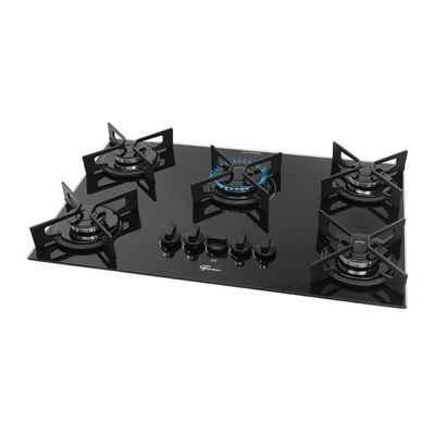 Fogão Cooktop Fischer 5 Bocas Fit Line Trempe Iron Preto Bivolt