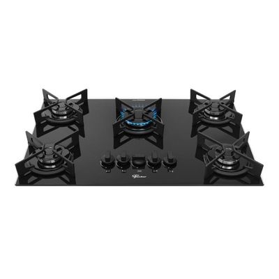 Fogão Cooktop Fischer 5 Bocas Fit Line Trempe Iron Preto Bivolt