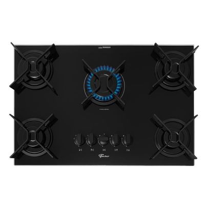 Fogão Cooktop Fischer 5 Bocas Fit Line Trempe Iron Preto Bivolt