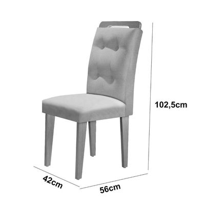 Mesa Olimpia 90 Mdf Canto Copo E Com 4 Cadeiras Carol Veludo Capuccino Naturalle