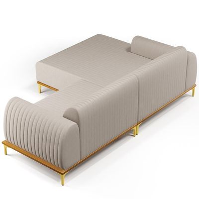 Sofá 5 Lugares Com Chaise De Estar Molino 320cm Bege C-107