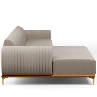 Sofá 5 Lugares Com Chaise De Estar Molino 320cm Bege C-107