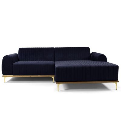 Sofá 4 Lugares Com Chaise Molino 255 Cm Azul Marinho C-287