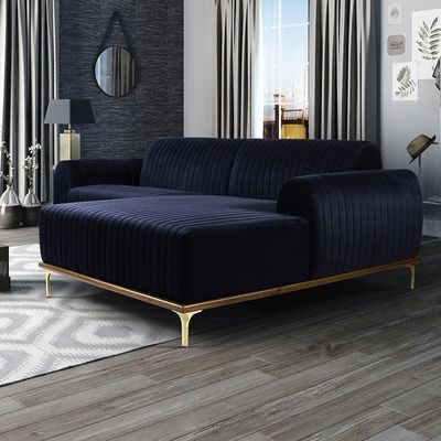 Sofá 4 Lugares Com Chaise Molino 255 Cm Azul Marinho C-287