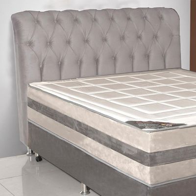 Cabeceira P/Cama Box B/Pastor Estofada Veludo Luxo Creme