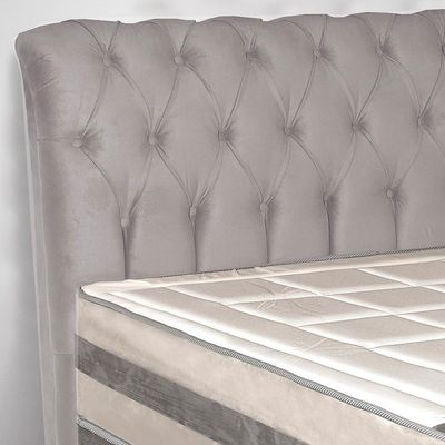 Cabeceira P/Cama Box B/Pastor Estofada Veludo Luxo Creme