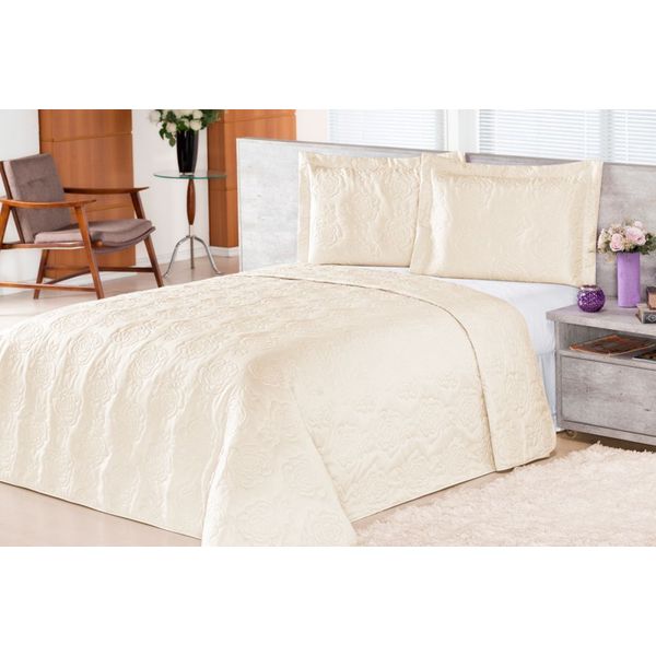 Cobre Leito Pratic Rosas Queen 3 Pecas - Palha Cobre Leito Pratic Rosas Queen 3 Pecas - Palha