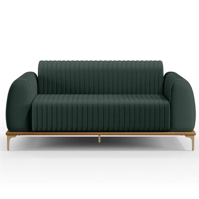 Sofá 3 Lugares Molino 210 Cm Pés D'ouro Verde Musgo C-117