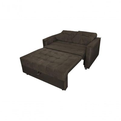 Sofá Cama Casal Reclinável Drika - Veludo Marrom Escuro