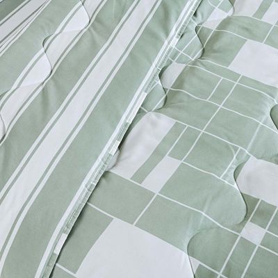 Edredom Cobertor Belle Queen 400 Fios Dupla Face Estampado Qiadriculado Verde